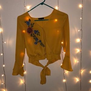 BEAUTIFUL yellow crop top with embroidery